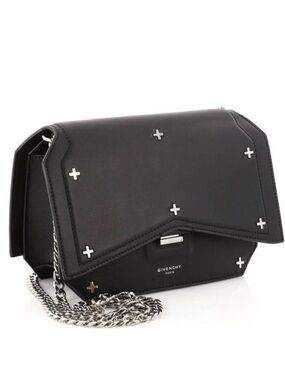 Givenchy Black Leather Flap Crossbody with Silver Accents